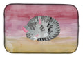 Sleeping Grey Cat Watercolor Dish Drying Mat Absorbent Dish Drying Mat Pad for Kitchen Counter Dish Drainer Mat for Countertop, 14 x 21", Multicolor