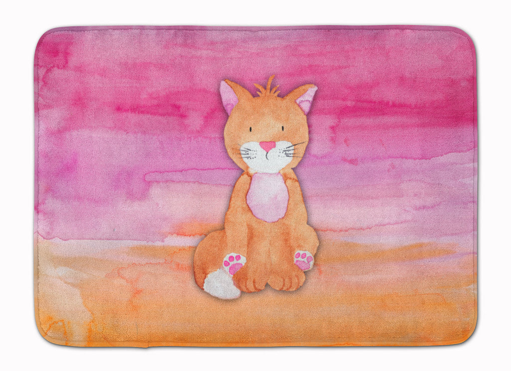 Orange Cat Watercolor Memory Foam Kitchen Mat Machine Washable Anti-Fatigue Cushion Comfort Bath or Kitchen Rug