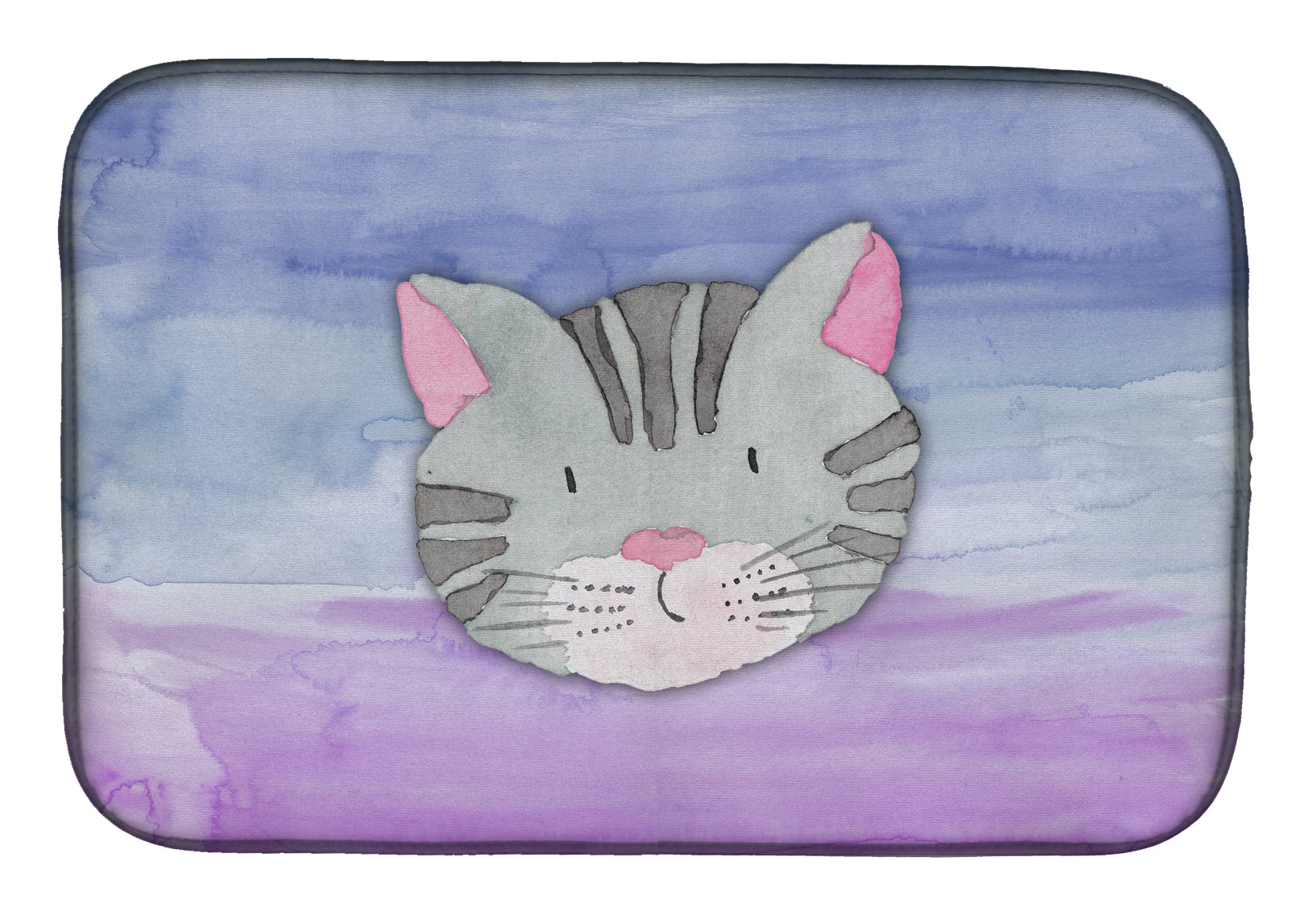 Cat Face Watercolor Dish Drying Mat Absorbent Dish Drying Mat Pad for Kitchen Counter Dish Drainer Mat for Countertop, 14 x 21", Multicolor