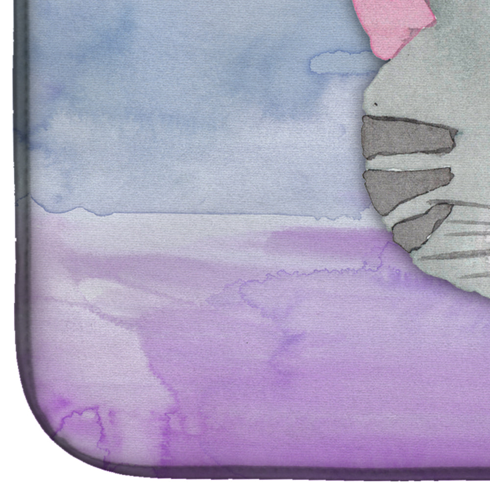 Cat Face Watercolor Dish Drying Mat Absorbent Dish Drying Mat Pad for Kitchen Counter Dish Drainer Mat for Countertop, 14 x 21", Multicolor