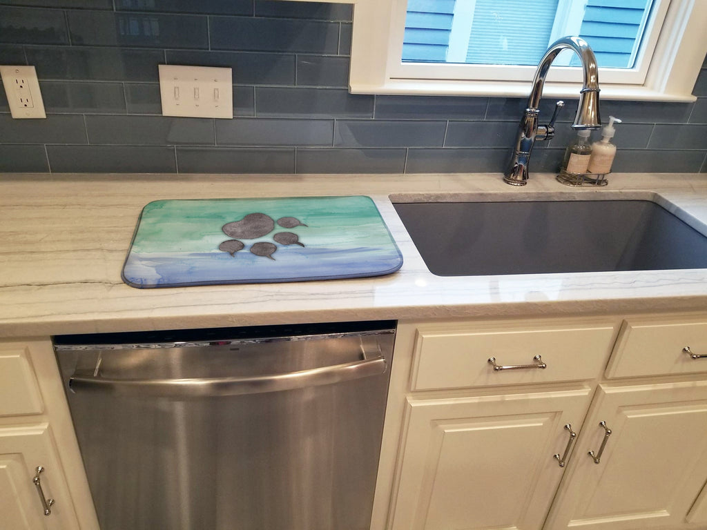 Cat Paw Watercolor Dish Drying Mat Absorbent Dish Drying Mat Pad for Kitchen Counter Dish Drainer Mat for Countertop, 14 x 21", Multicolor