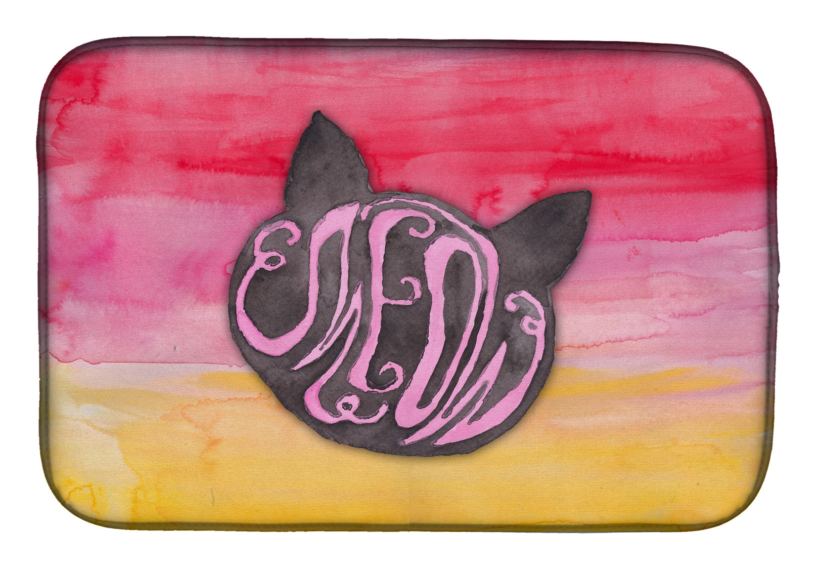 Cat Face Meow Watercolor Dish Drying Mat Absorbent Dish Drying Mat Pad for Kitchen Counter Dish Drainer Mat for Countertop, 14 x 21", Multicolor