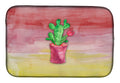 Flowering Cactus Watercolor Dish Drying Mat Absorbent Dish Drying Mat Pad for Kitchen Counter Dish Drainer Mat for Countertop, 14 x 21", Multicolor