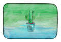 Cactus Teal and Green Watercolor Dish Drying Mat Absorbent Dish Drying Mat Pad for Kitchen Counter Dish Drainer Mat for Countertop, 14 x 21", Multicolor