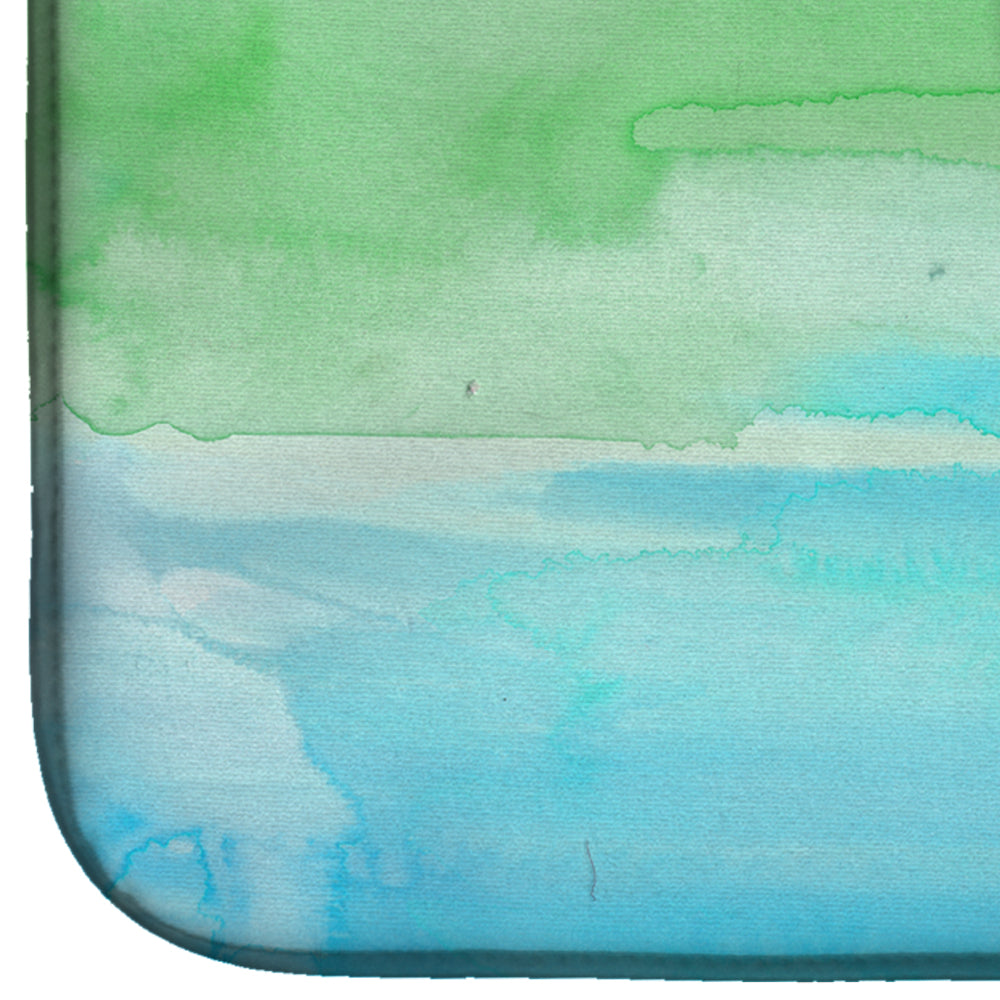 Cactus Teal and Green Watercolor Dish Drying Mat Absorbent Dish Drying Mat Pad for Kitchen Counter Dish Drainer Mat for Countertop, 14 x 21", Multicolor