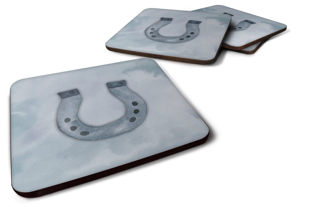 Horseshoe Watercolor Foam Coasters Set of 4 Cup Coasters for Indoor Outdoor, Tabletop Protection, Anti Slip, Mouse pad Material