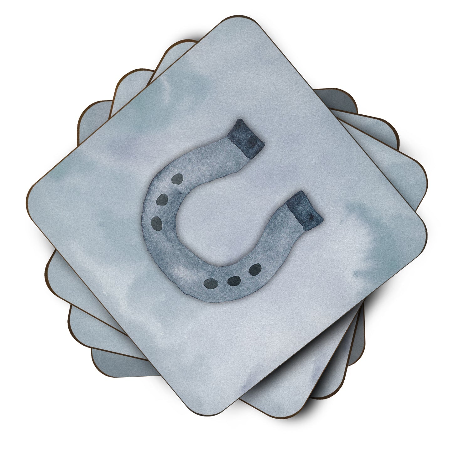 Horseshoe Watercolor Foam Coasters Set of 4 Cup Coasters for Indoor Outdoor, Tabletop Protection, Anti Slip, Mouse pad Material