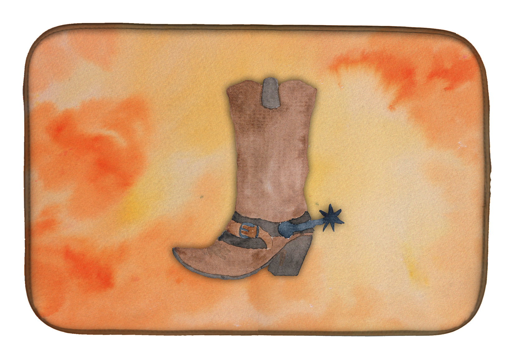 Cowboy Boot Watercolor Dish Drying Mat Absorbent Dish Drying Mat Pad for Kitchen Counter Dish Drainer Mat for Countertop, 14 x 21", Multicolor