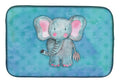 Blue Elepant Watercolor Dish Drying Mat Absorbent Dish Drying Mat Pad for Kitchen Counter Dish Drainer Mat for Countertop, 14 x 21", Multicolor