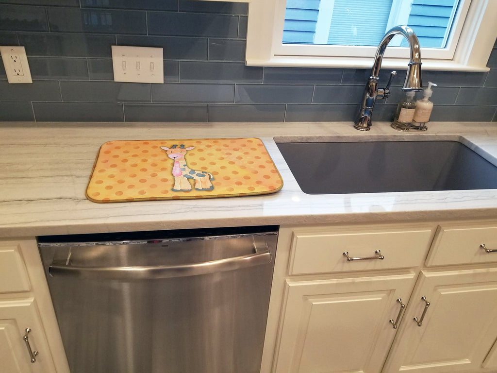 Polkadot Griaffe Watercolor Dish Drying Mat Absorbent Dish Drying Mat Pad for Kitchen Counter Dish Drainer Mat for Countertop, 14 x 21", Multicolor