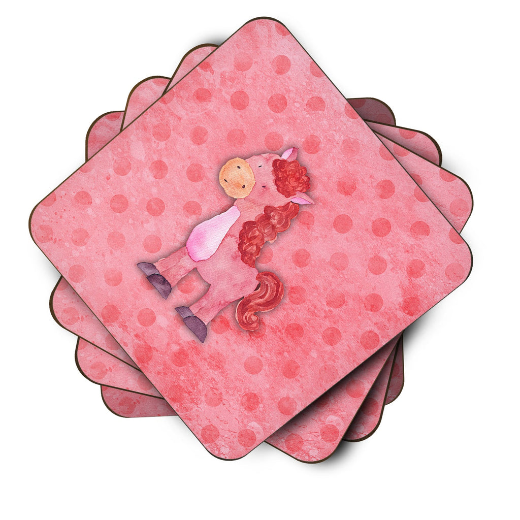 Polkadot Horse Watercolor Foam Coasters Set of 4 Cup Coasters for Indoor Outdoor, Tabletop Protection, Anti Slip, Mouse pad Material