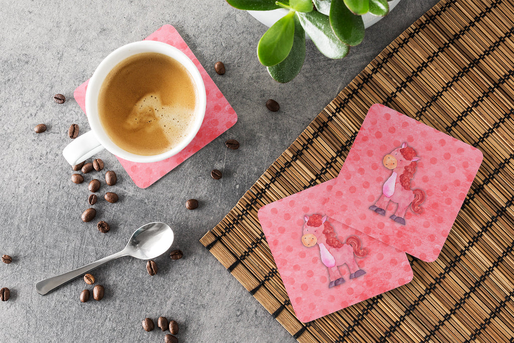 Polkadot Horse Watercolor Foam Coasters Set of 4 Cup Coasters for Indoor Outdoor, Tabletop Protection, Anti Slip, Mouse pad Material