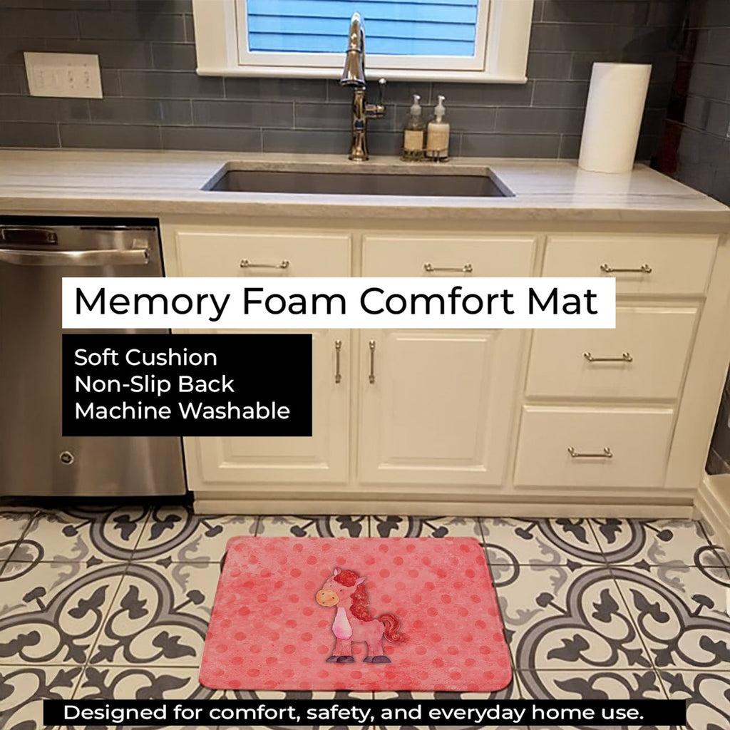 Polkadot Horse Watercolor Memory Foam Kitchen Mat Machine Washable Anti-Fatigue Cushion Comfort Bath or Kitchen Rug