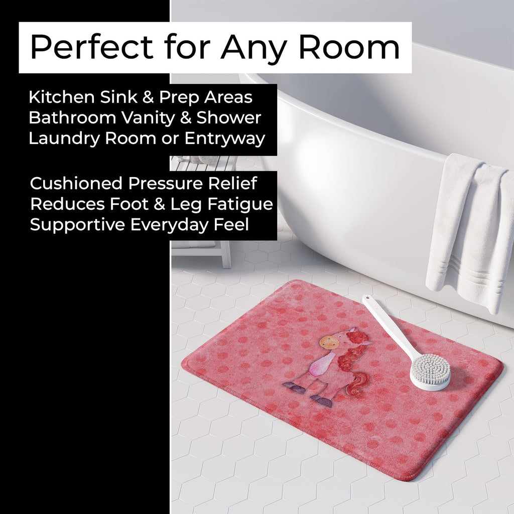 Polkadot Horse Watercolor Memory Foam Kitchen Mat Machine Washable Anti-Fatigue Cushion Comfort Bath or Kitchen Rug
