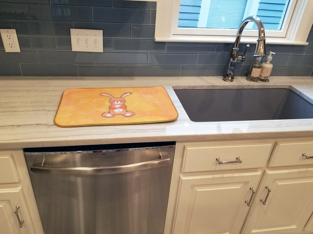 Rabbit Watercolor Dish Drying Mat Absorbent Dish Drying Mat Pad for Kitchen Counter Dish Drainer Mat for Countertop, 14 x 21", Multicolor