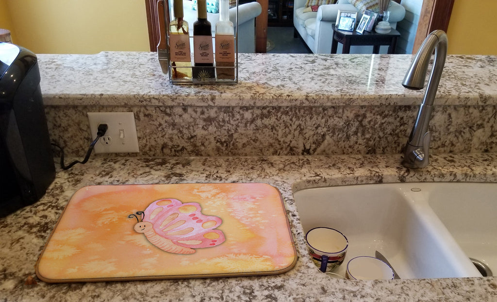 Butterfly Watercolor Dish Drying Mat Absorbent Dish Drying Mat Pad for Kitchen Counter Dish Drainer Mat for Countertop, 14 x 21", Multicolor