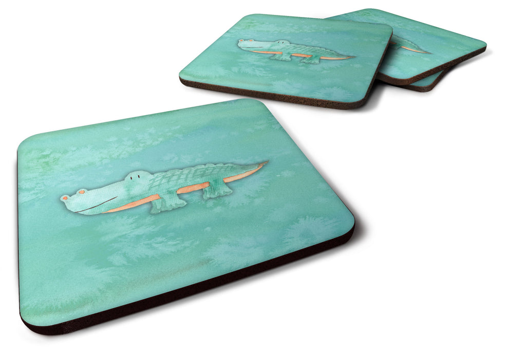 Alligator Watercolor Foam Coasters Set of 4 Cup Coasters for Indoor Outdoor, Tabletop Protection, Anti Slip, Mouse pad Material