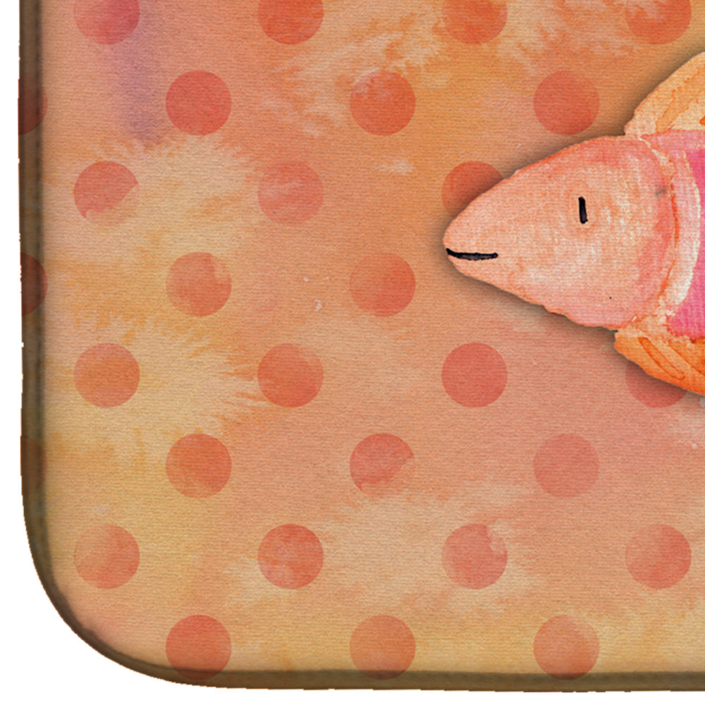 Orange Fish Watercolor Dish Drying Mat Absorbent Dish Drying Mat Pad for Kitchen Counter Dish Drainer Mat for Countertop, 14 x 21", Multicolor