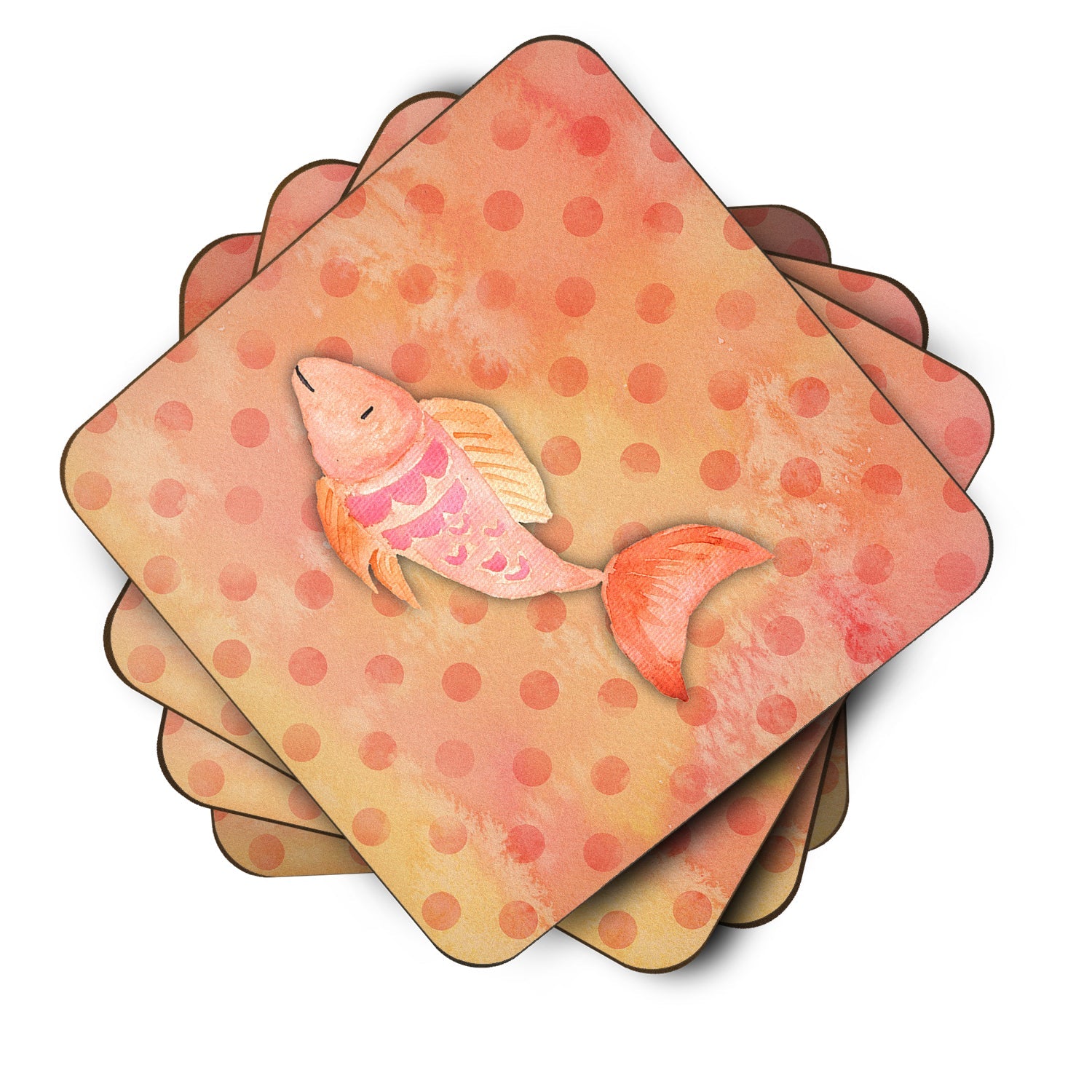 Orange Fish Watercolor Foam Coasters Set of 4 Cup Coasters for Indoor Outdoor, Tabletop Protection, Anti Slip, Mouse pad Material