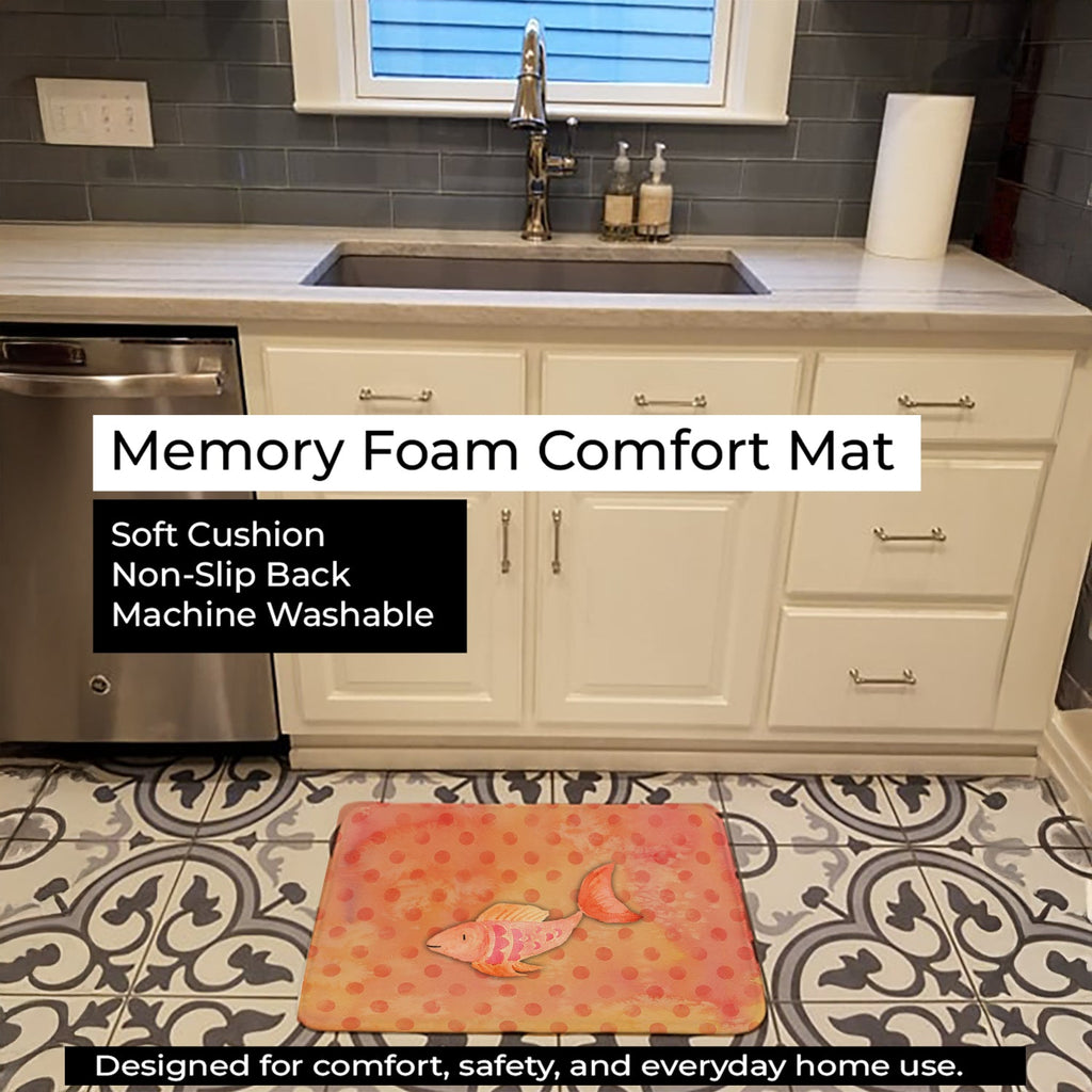 Orange Fish Watercolor Memory Foam Kitchen Mat Machine Washable Anti-Fatigue Cushion Comfort Bath or Kitchen Rug
