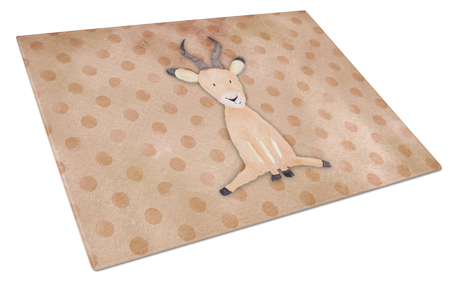 Polkadot Antelope Watercolor Cutting Board Tempered Glass Kitchen Cutting Surface, Heat Resistant Chopping, Non-Slip Feet, Food Prep & Serving