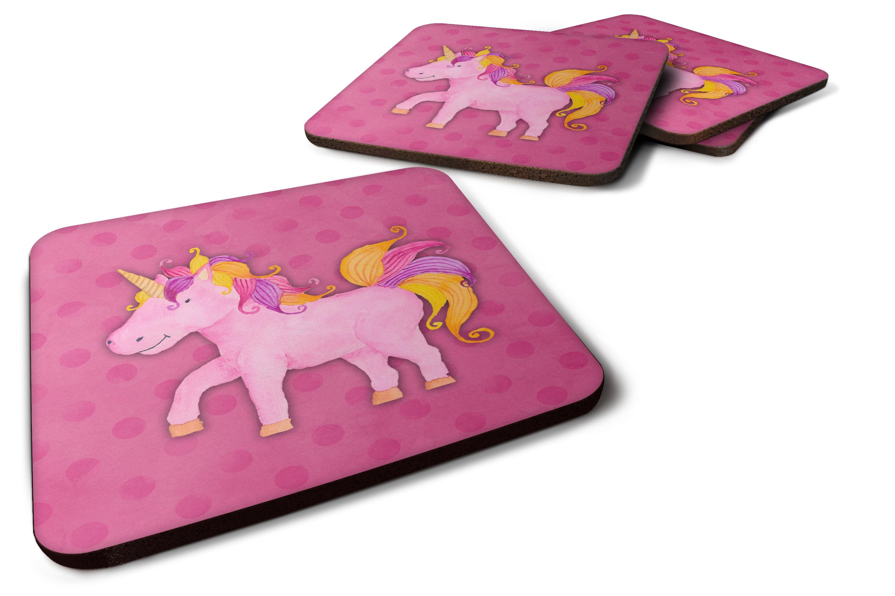 Unicorn Watercolor Foam Coasters Set of 4 Cup Coasters for Indoor Outdoor, Tabletop Protection, Anti Slip, Mouse pad Material