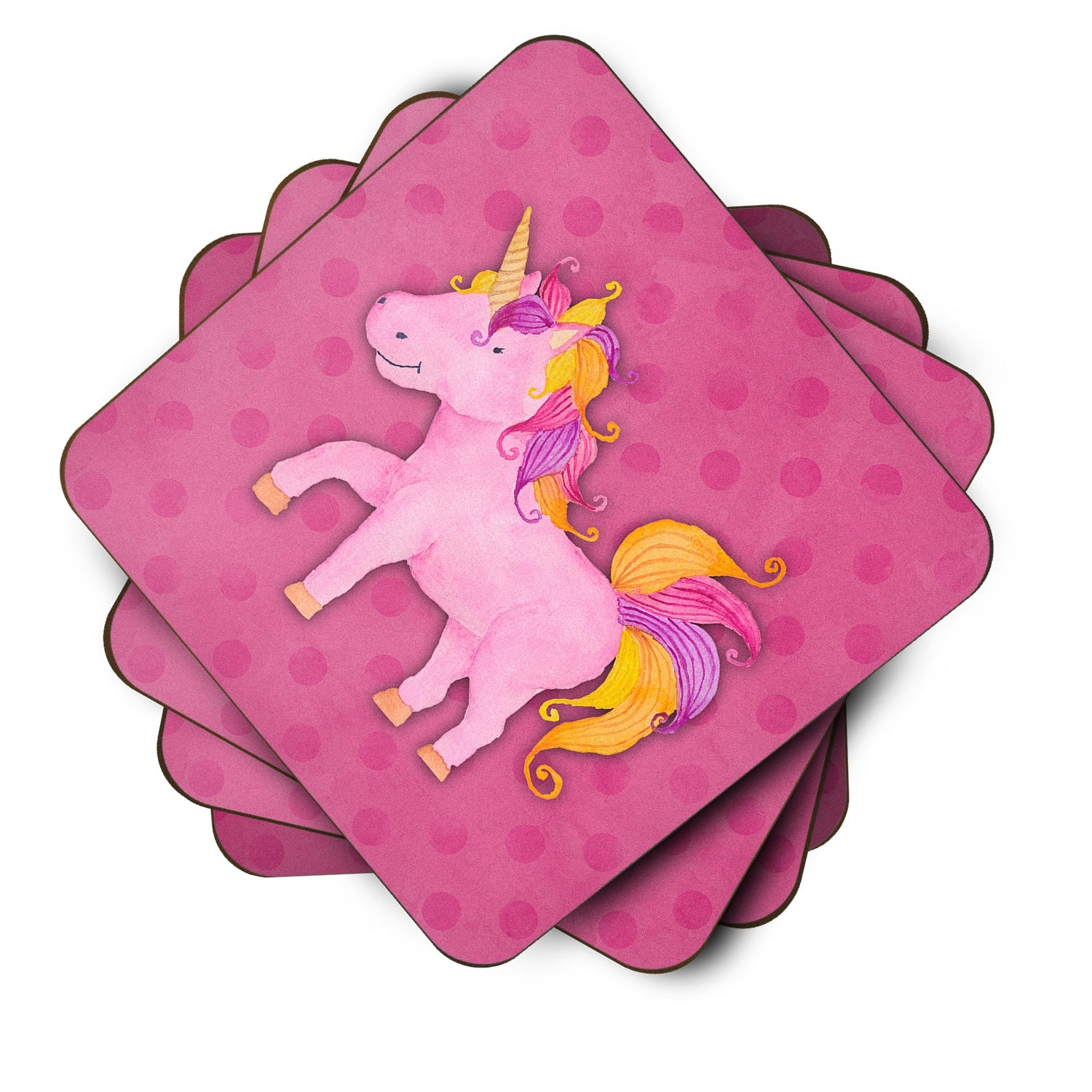 Unicorn Watercolor Foam Coasters Set of 4 Cup Coasters for Indoor Outdoor, Tabletop Protection, Anti Slip, Mouse pad Material