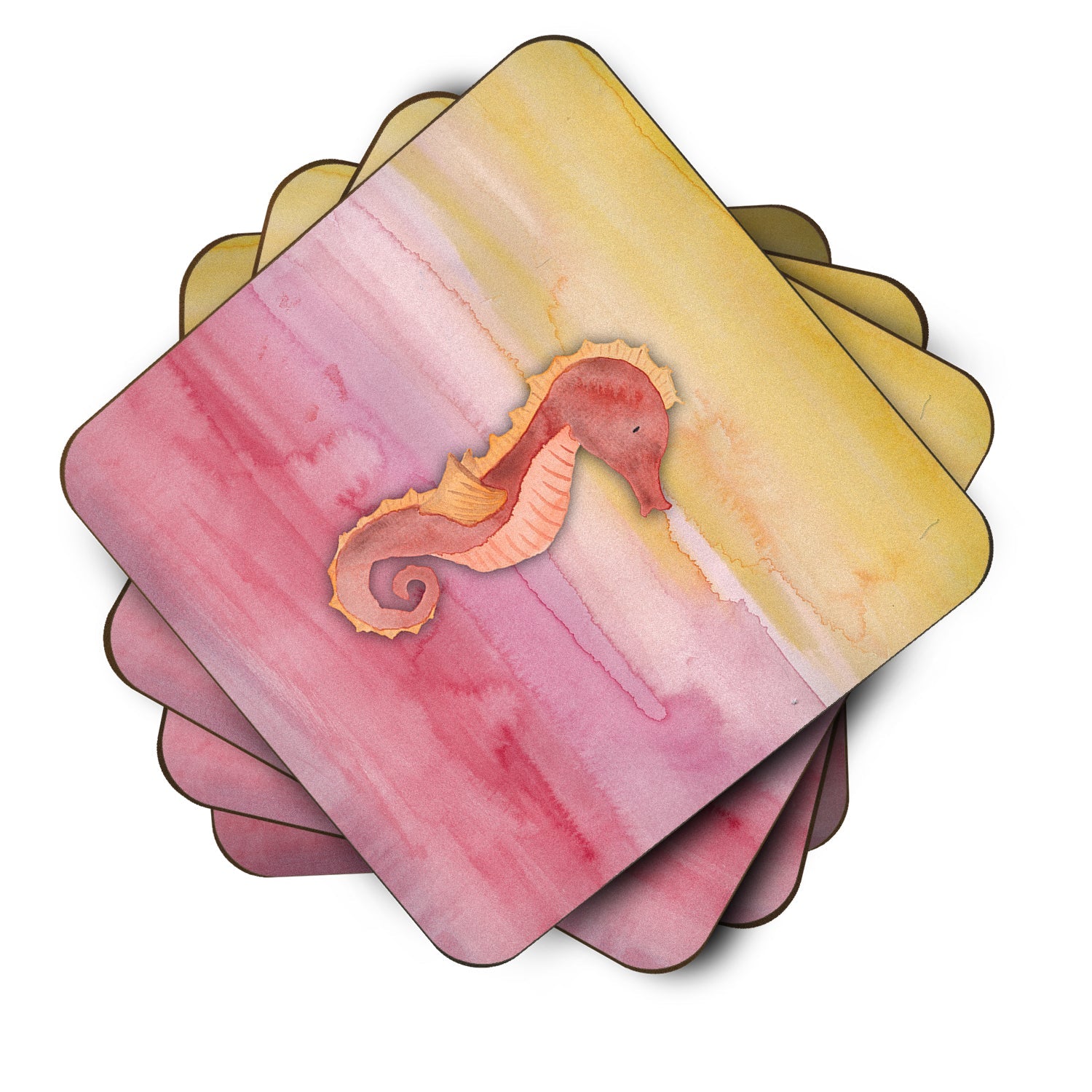 Seahorse Watercolor Foam Coasters Set of 4 Cup Coasters for Indoor Outdoor, Tabletop Protection, Anti Slip, Mouse pad Material