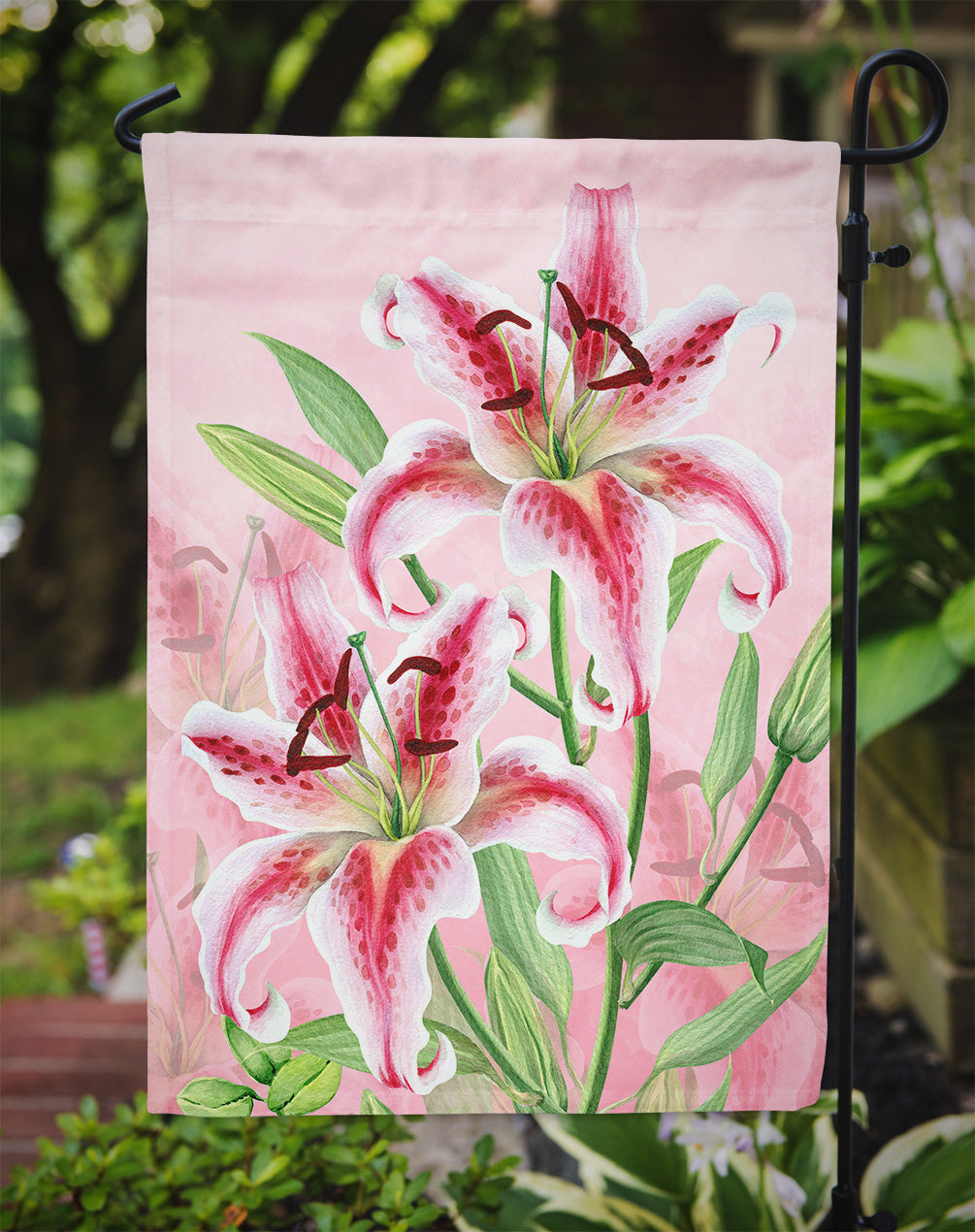 Pink Lillies Garden Flag Mailbox Decorative Yard Banner Outside Patio Artwork for Flower Beds, Garden Size, Multicolor
