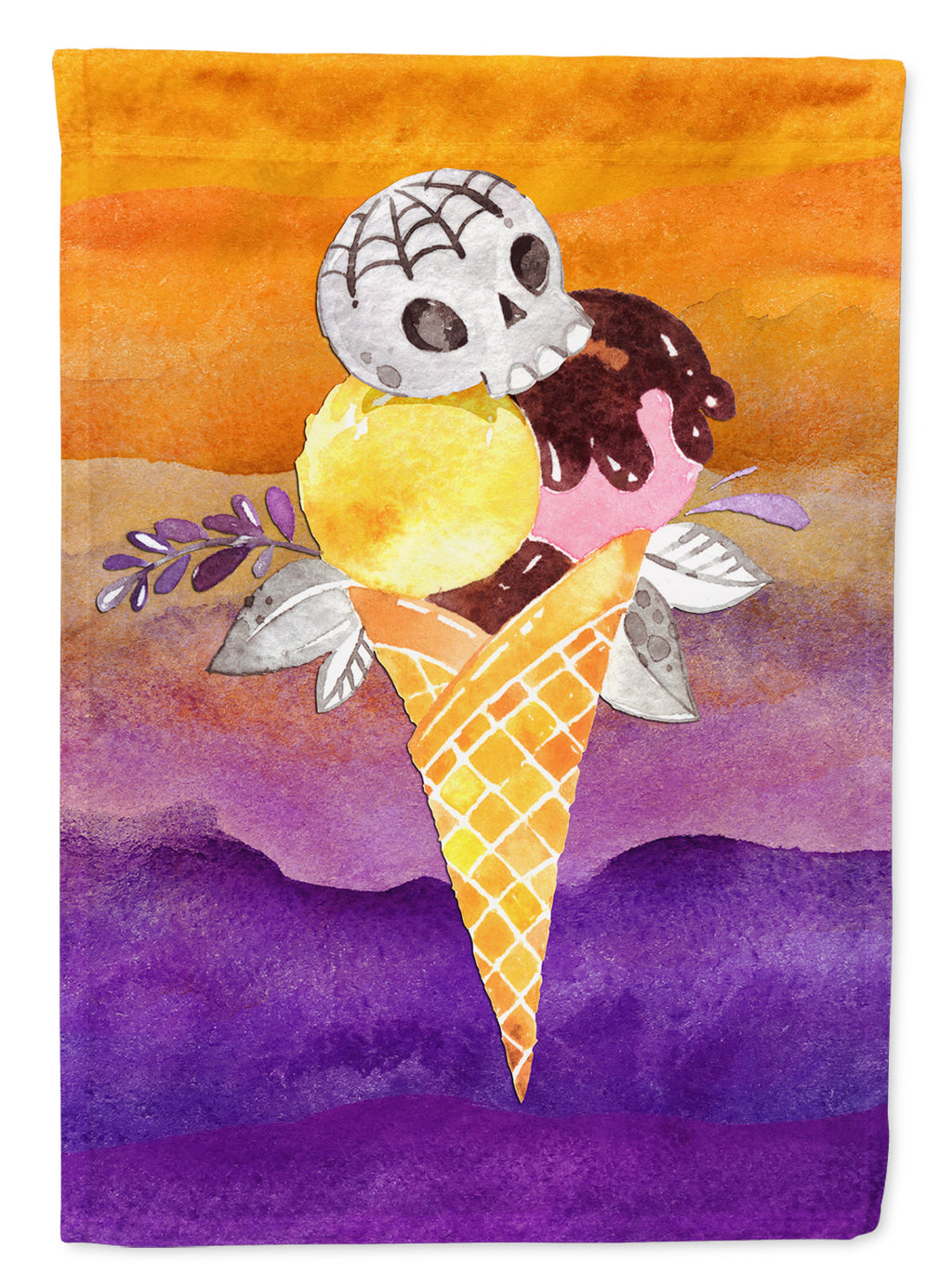 Halloween Sweets Ice Cream Skull Garden Flag Mailbox Decorative Yard Banner Outside Patio Artwork for Flower Beds, Garden Size, Multicolor