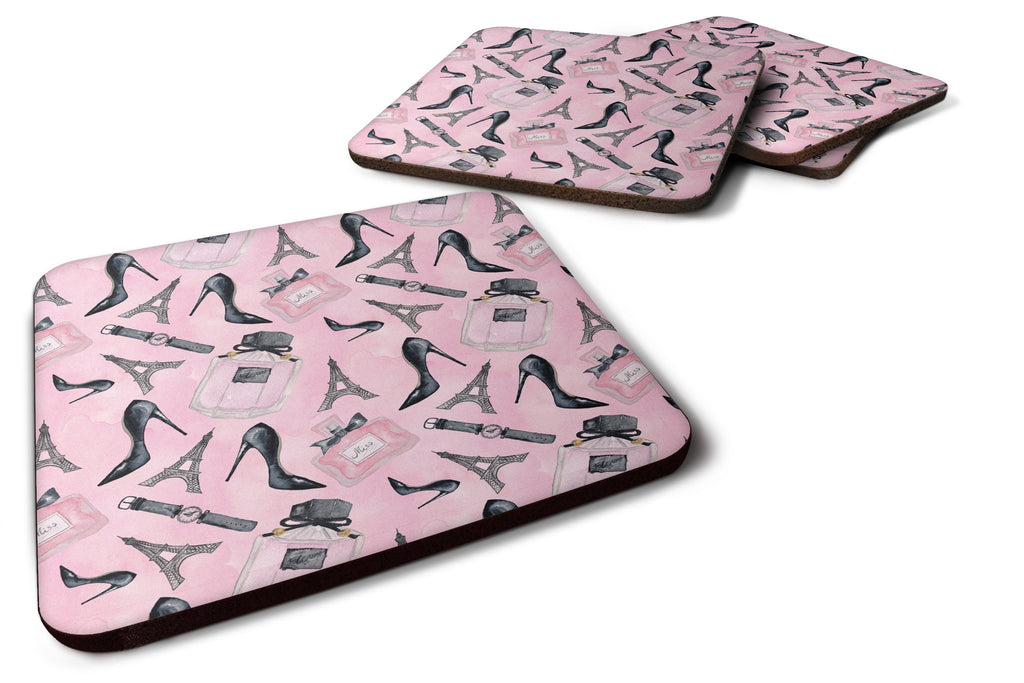 Watercolor Fashion Diva Shoes and accessories Foam Coasters Set of 4 Cup Coasters for Indoor Outdoor, Tabletop Protection, Anti Slip, Mouse pad Material