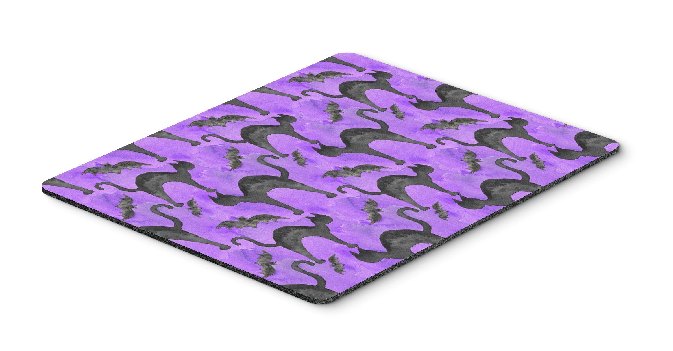 Watecolor Halloween Black Cats on Purple Mouse Pad, Heat Resistant Trivet Hot Pad , Non Slip Rubber Desk Mat, Kitchen Counter Protector, Home Office Decor Gift