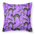 Watecolor Halloween Black Cats on Purple Decorative Throw Pillow 18x18 Indoor Outdoor Accent Cushion, Fabric Cover with Insert for Sofa, Bed, Porch & Living Room