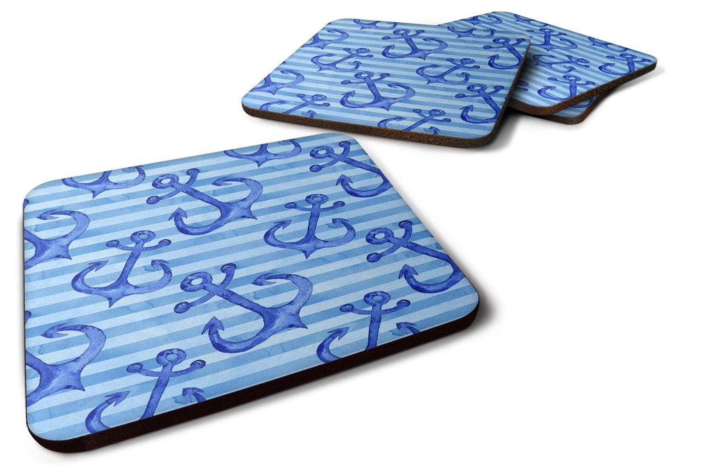 Beach Watercolor Anchors Foam Coasters Set of 4 Cup Coasters for Indoor Outdoor, Tabletop Protection, Anti Slip, Mouse pad Material