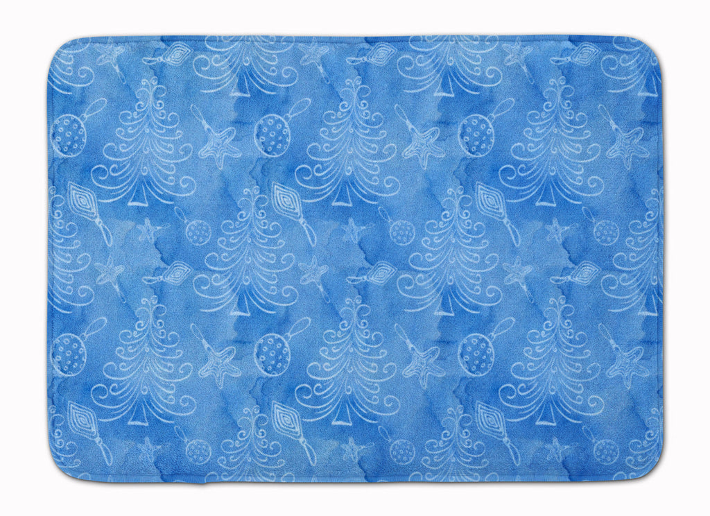 Watercolor Christmas Trees and Ornaments Memory Foam Kitchen Mat Machine Washable Anti-Fatigue Cushion Comfort Bath or Kitchen Rug