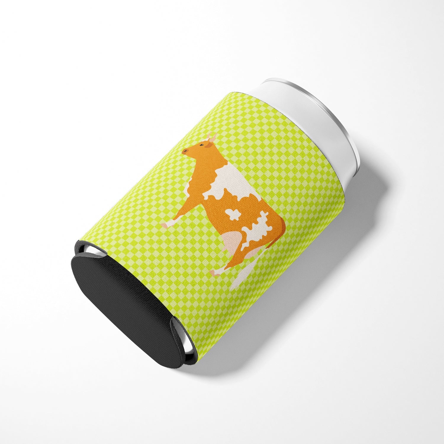 Guernsey Cow Green Can or Bottle Hugger Cooler Sleeve for Standard 12 oz Cans, Insulated Foam Beer & Soda Can Hugger Reusable