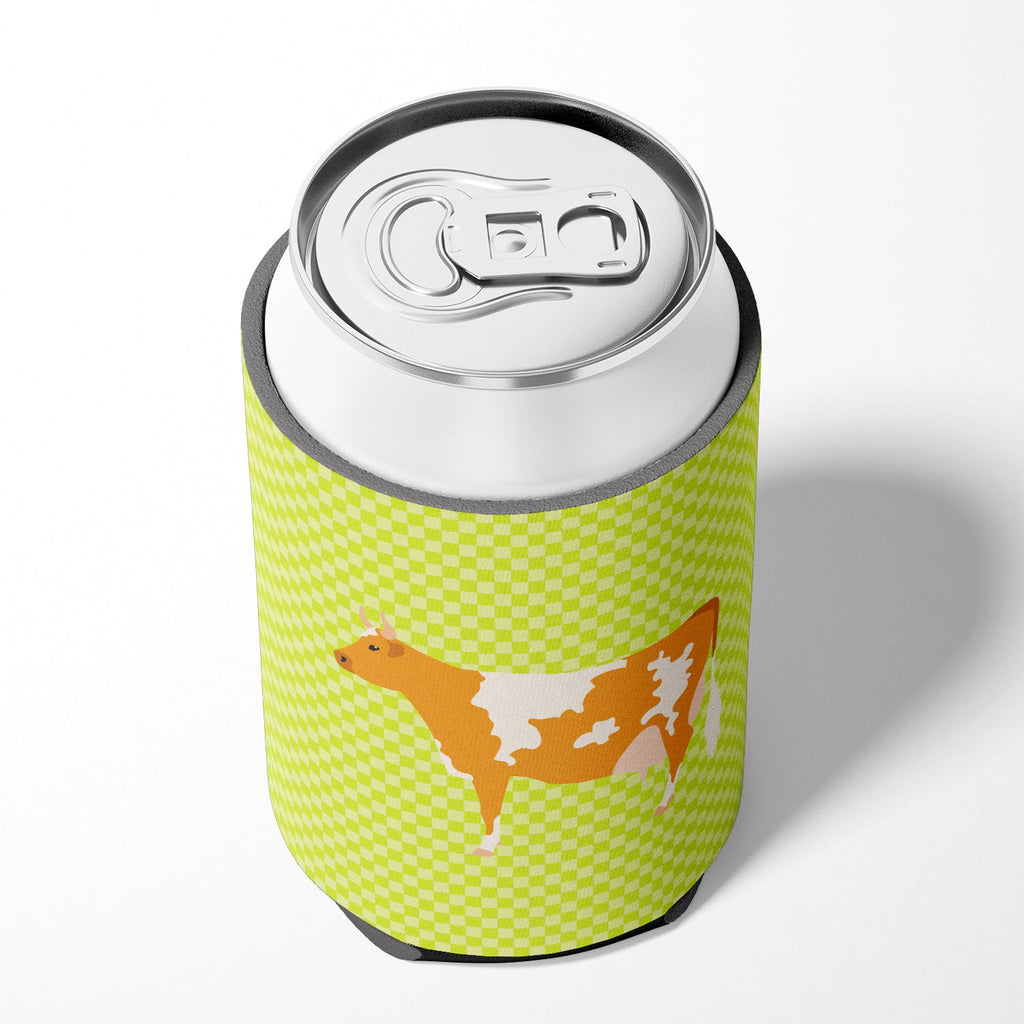 Guernsey Cow Green Can or Bottle Hugger Cooler Sleeve for Standard 12 oz Cans, Insulated Foam Beer & Soda Can Hugger Reusable