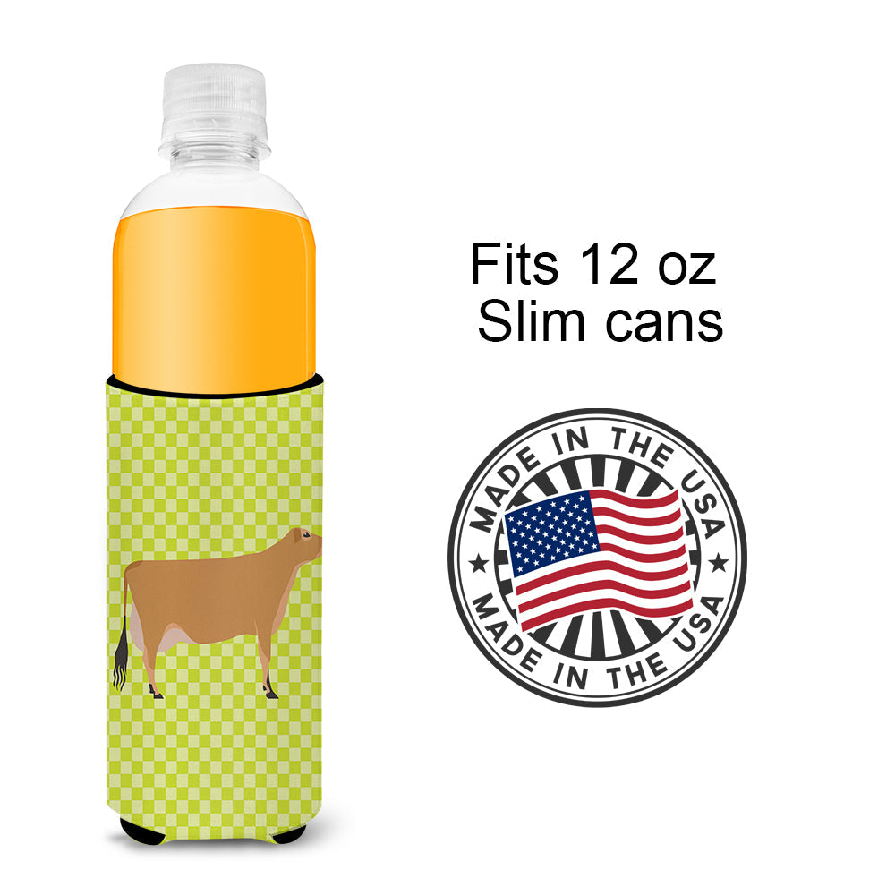 Jersey Cow Green Slim Can Hugger , Insulated Foam Hugger for 12 oz Slim Cans, Beer Bottles & Water Bottles, Printed in USA