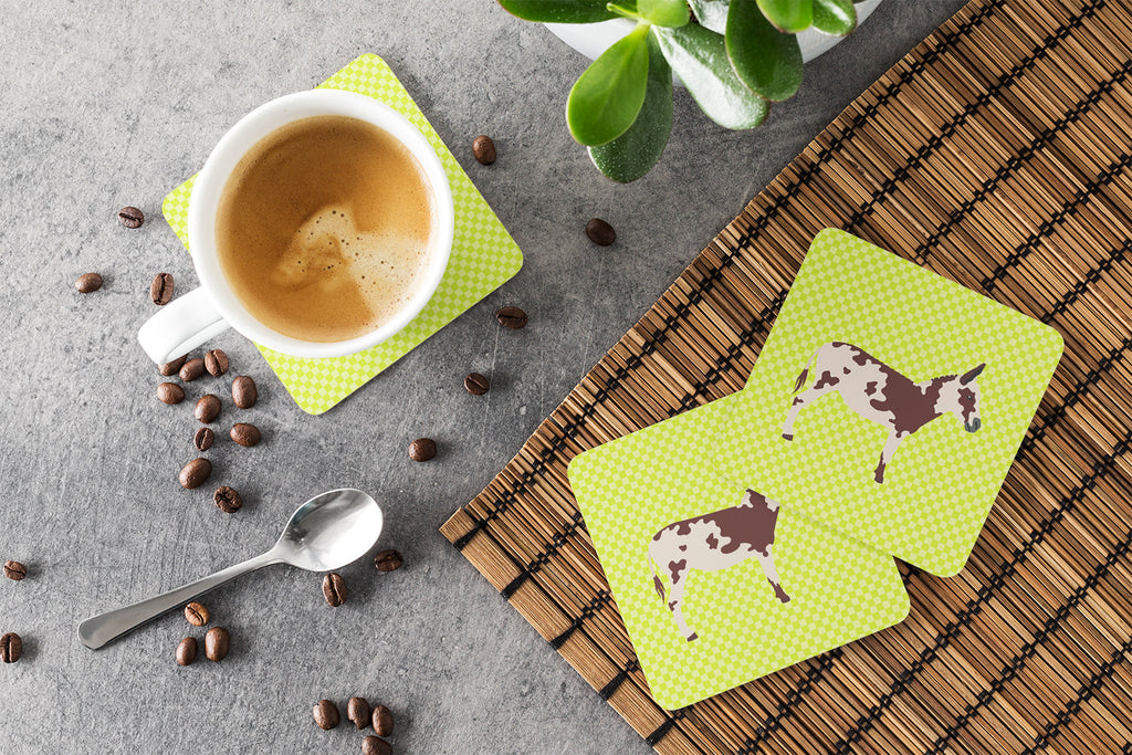 American Spotted Donkey Green Foam Coasters Set of 4 Cup Coasters for Indoor Outdoor, Tabletop Protection, Anti Slip, Mouse pad Material