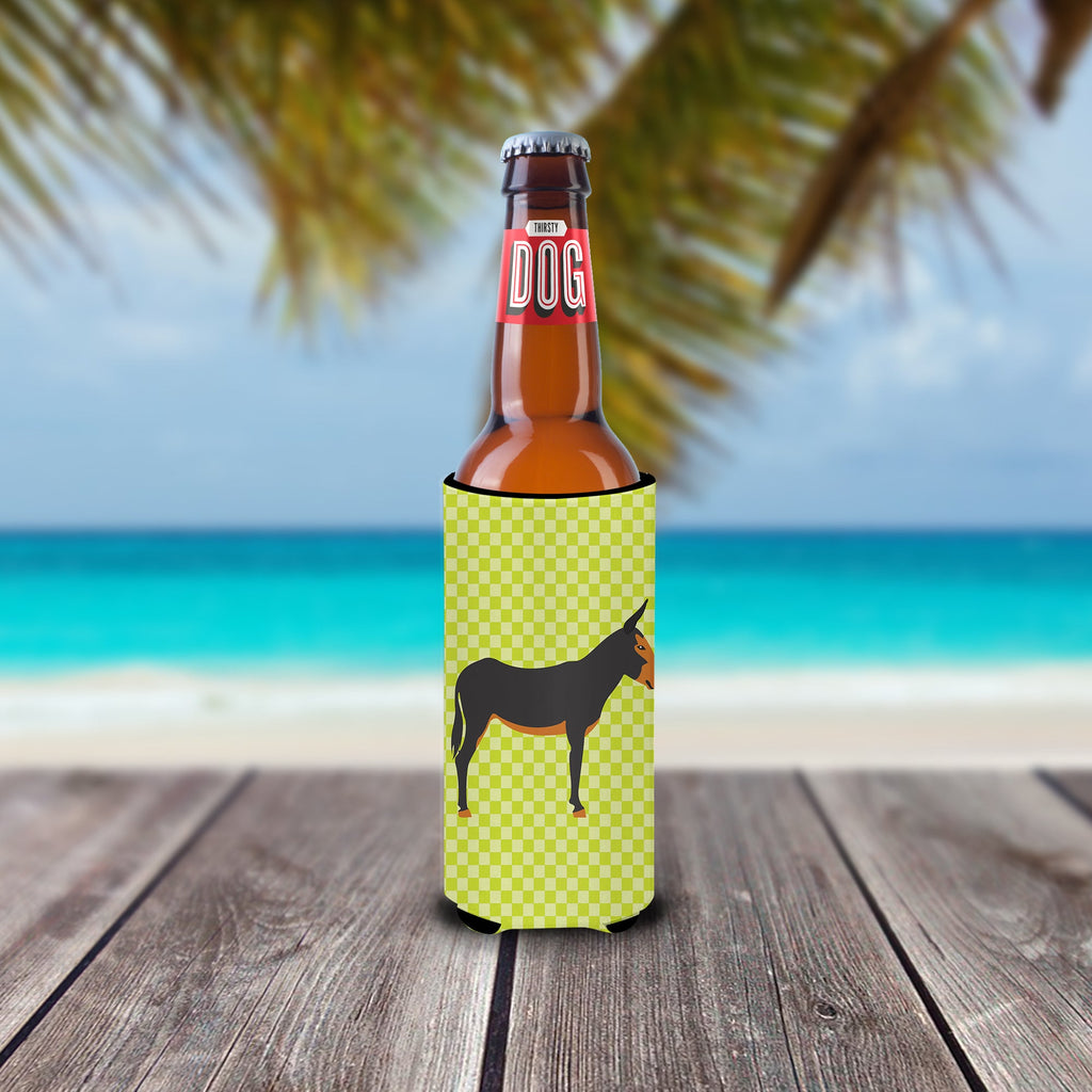 Catalan Donkey Green Slim Can Hugger , Insulated Foam Hugger for 12 oz Slim Cans, Beer Bottles & Water Bottles, Printed in USA