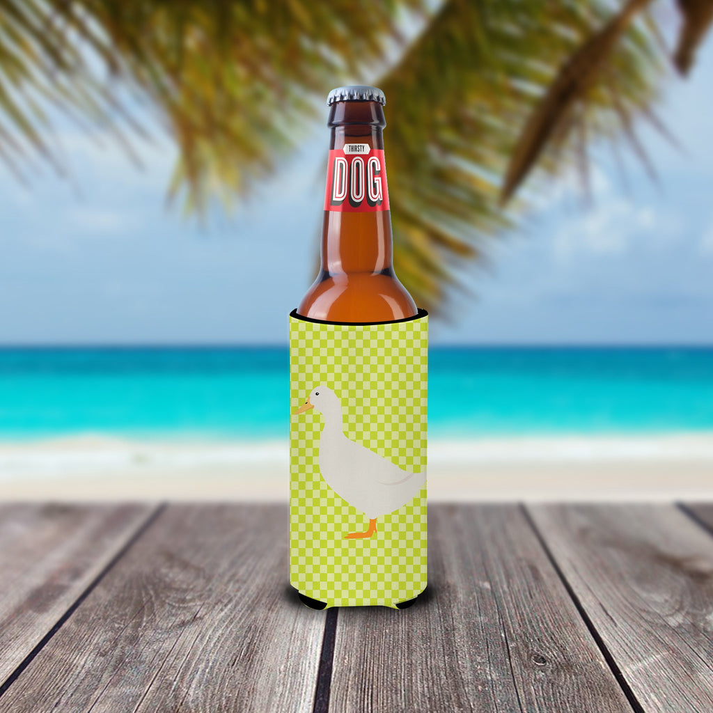 American Pekin Duck Green Slim Can Hugger , Insulated Foam Hugger for 12 oz Slim Cans, Beer Bottles & Water Bottles, Printed in USA