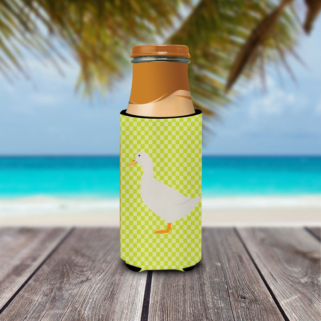 American Pekin Duck Green Slim Can Hugger , Insulated Foam Hugger for 12 oz Slim Cans, Beer Bottles & Water Bottles, Printed in USA