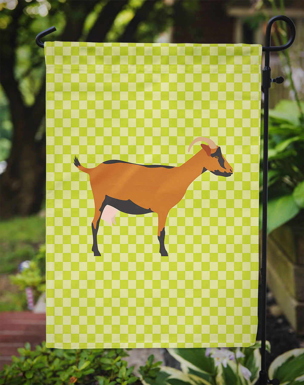 Oberhasli Goat Green Garden Flag Mailbox Decorative Yard Banner Outside Patio Artwork for Flower Beds, Garden Size, Multicolor