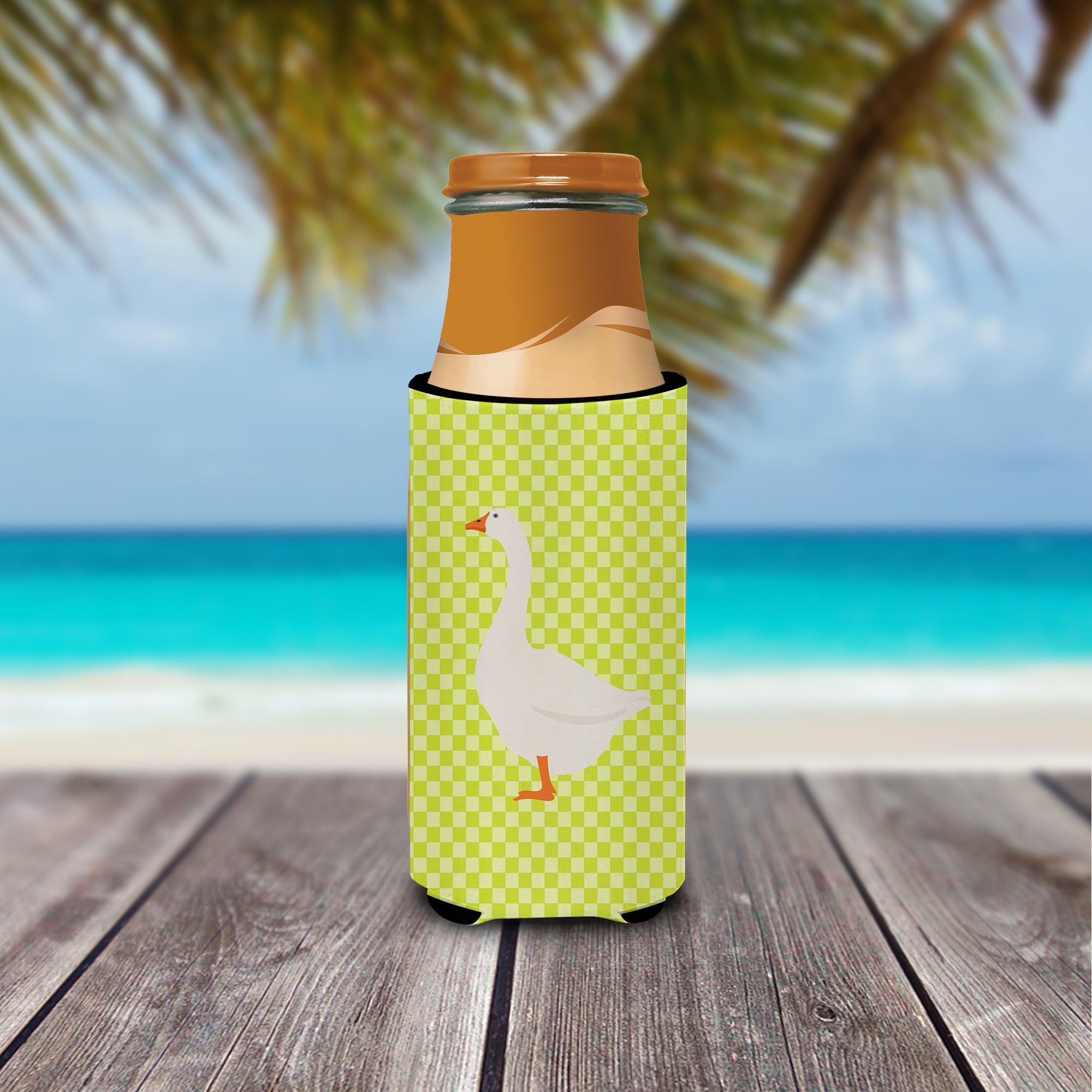 Embden Goose Green Slim Can Hugger , Insulated Foam Hugger for 12 oz Slim Cans, Beer Bottles & Water Bottles, Printed in USA