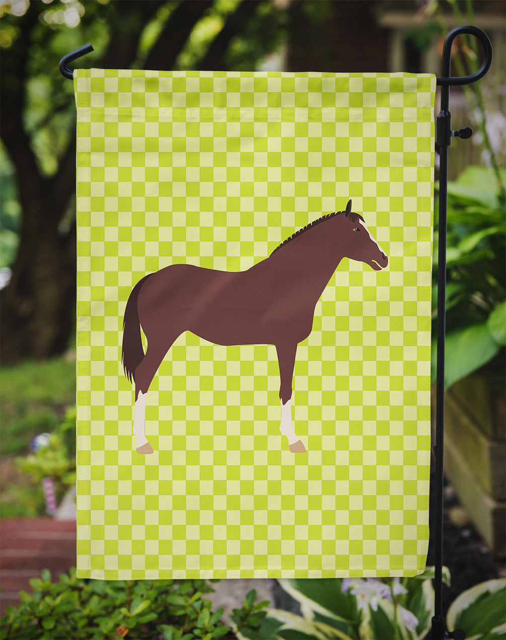 English Thoroughbred Horse Green Garden Flag Mailbox Decorative Yard Banner Outside Patio Artwork for Flower Beds, Garden Size, Multicolor