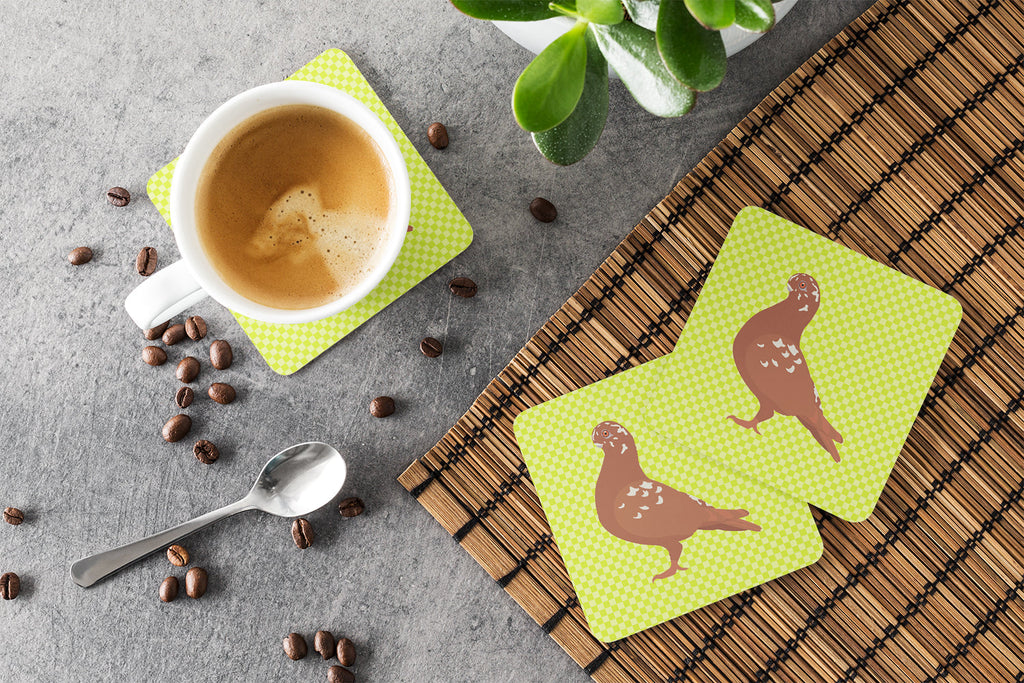African Owl Pigeon Green Foam Coasters Set of 4 Cup Coasters for Indoor Outdoor, Tabletop Protection, Anti Slip, Mouse pad Material