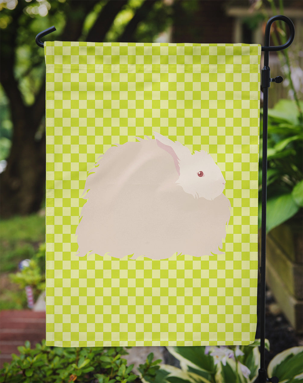 Fluffy Angora Rabbit Green Garden Flag Mailbox Decorative Yard Banner Outside Patio Artwork for Flower Beds, Garden Size, Multicolor