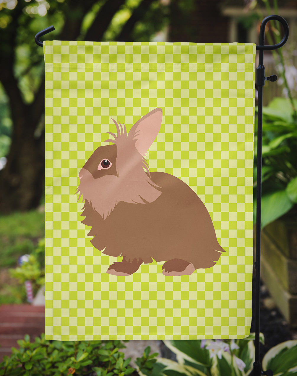 Lionhead Rabbit Green Garden Flag Mailbox Decorative Yard Banner Outside Patio Artwork for Flower Beds, Garden Size, Multicolor
