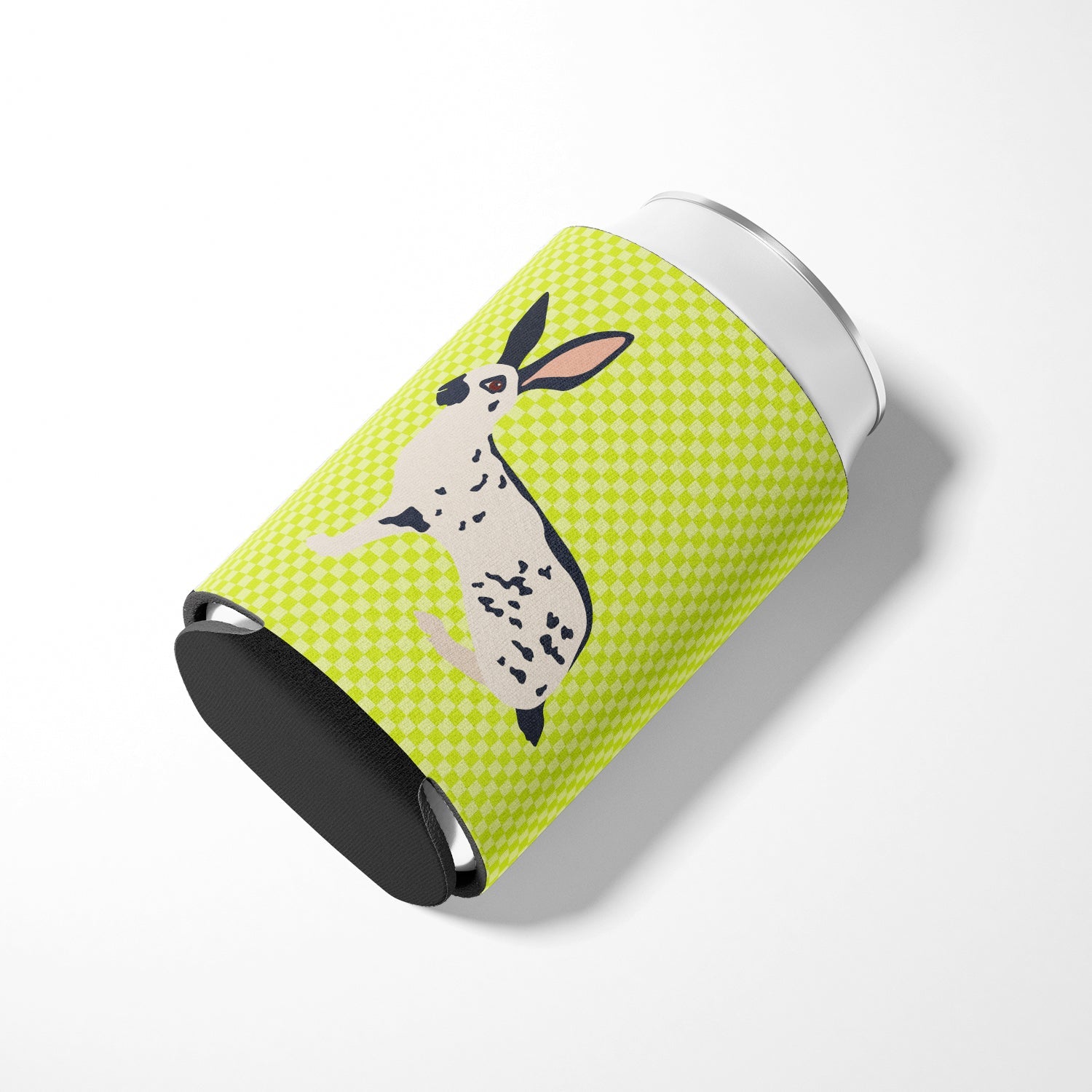 English Spot Rabbit Green Can or Bottle Hugger Cooler Sleeve for Standard 12 oz Cans, Insulated Foam Beer & Soda Can Hugger Reusable