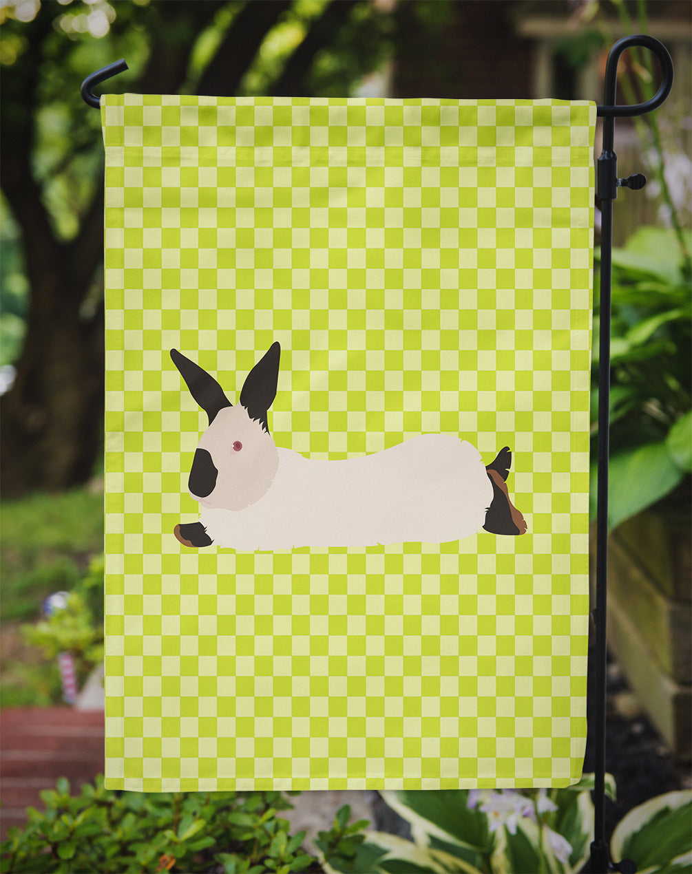 California White Rabbit Green Garden Flag Mailbox Decorative Yard Banner Outside Patio Artwork for Flower Beds, Garden Size, Multicolor